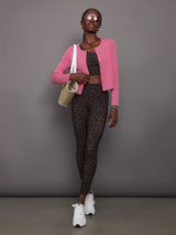 Eva Cropped Crew Neck Cardi - Shocking Pink