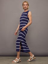 Emma Stripe Midi Dress - Indigo Multi