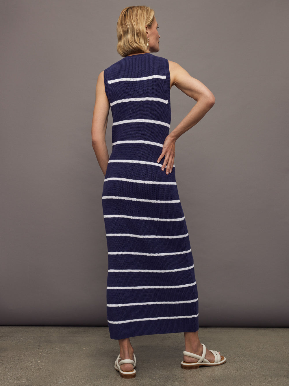 Emma Stripe Midi Dress - Indigo Multi