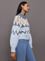 Victoria Fair Isle Zip Bomber Jacket - Arctic Ice Multi