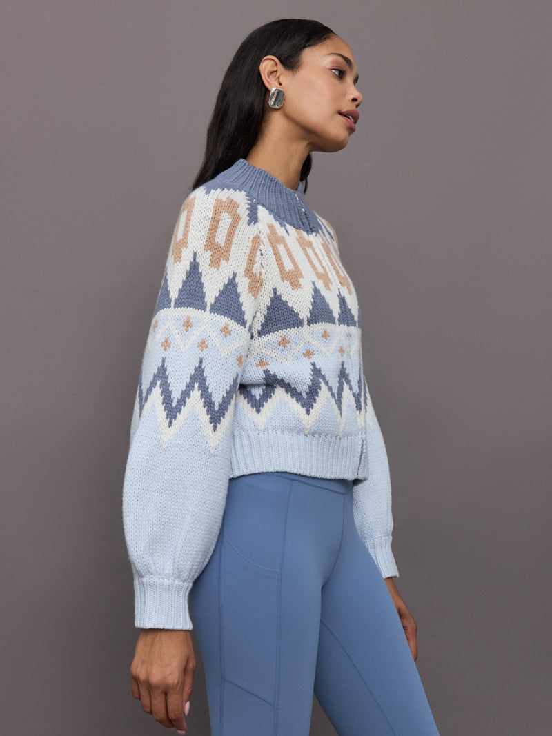 Victoria Fair Isle Zip Bomber Jacket - Arctic Ice Multi