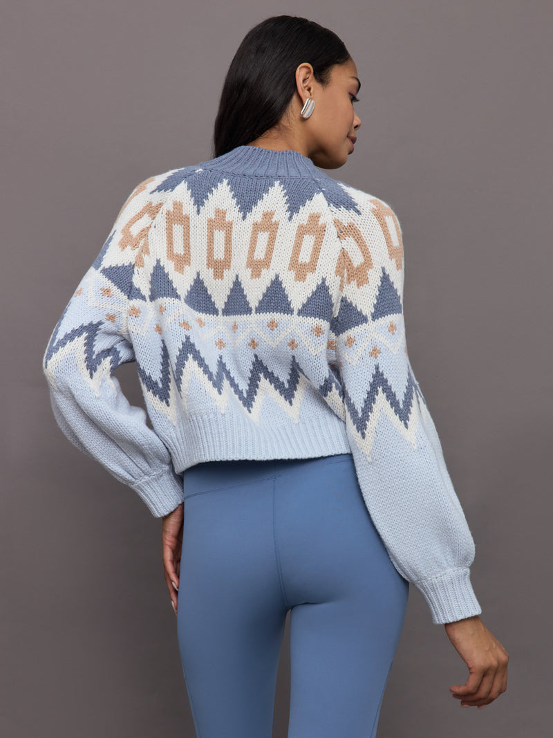 Victoria Fair Isle Zip Bomber Jacket - Arctic Ice Multi