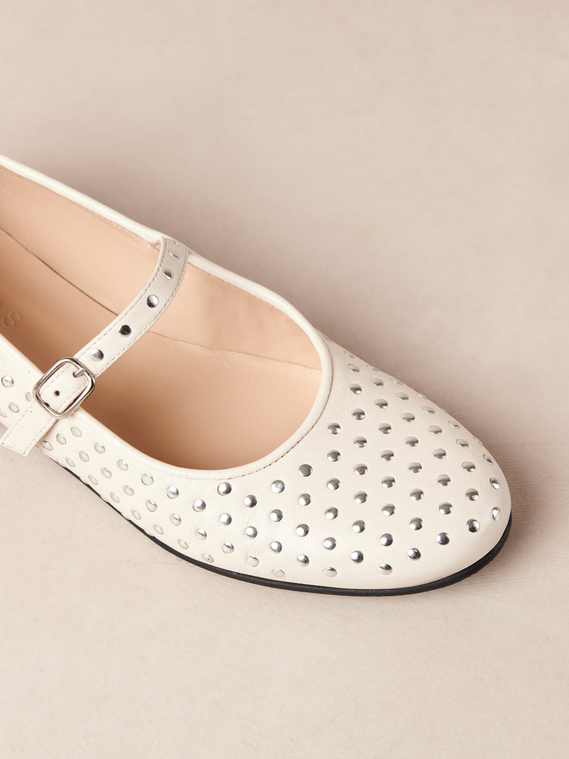 Lucien Leather Ballet Flats - White