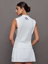 Volley Zip Sleeveless Top - White