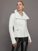 Gold Motion Panel Puffer - Optic White