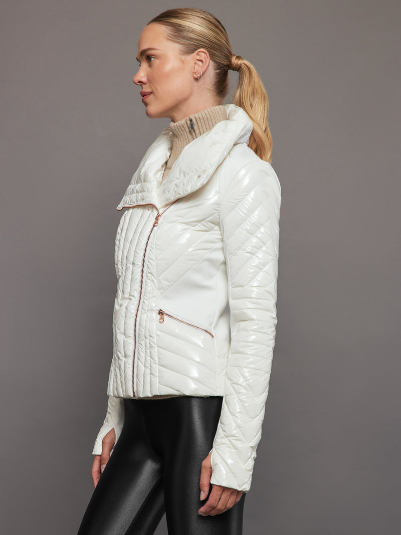 Gold Motion Panel Puffer - Optic White