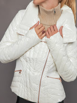 Gold Motion Panel Puffer - Optic White