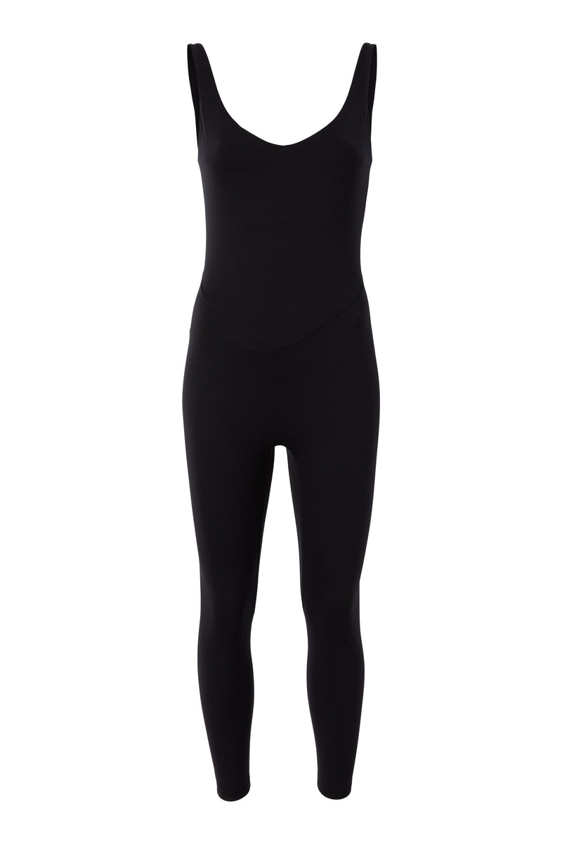 V-Neck Tempo Full Length Catsuit - Black