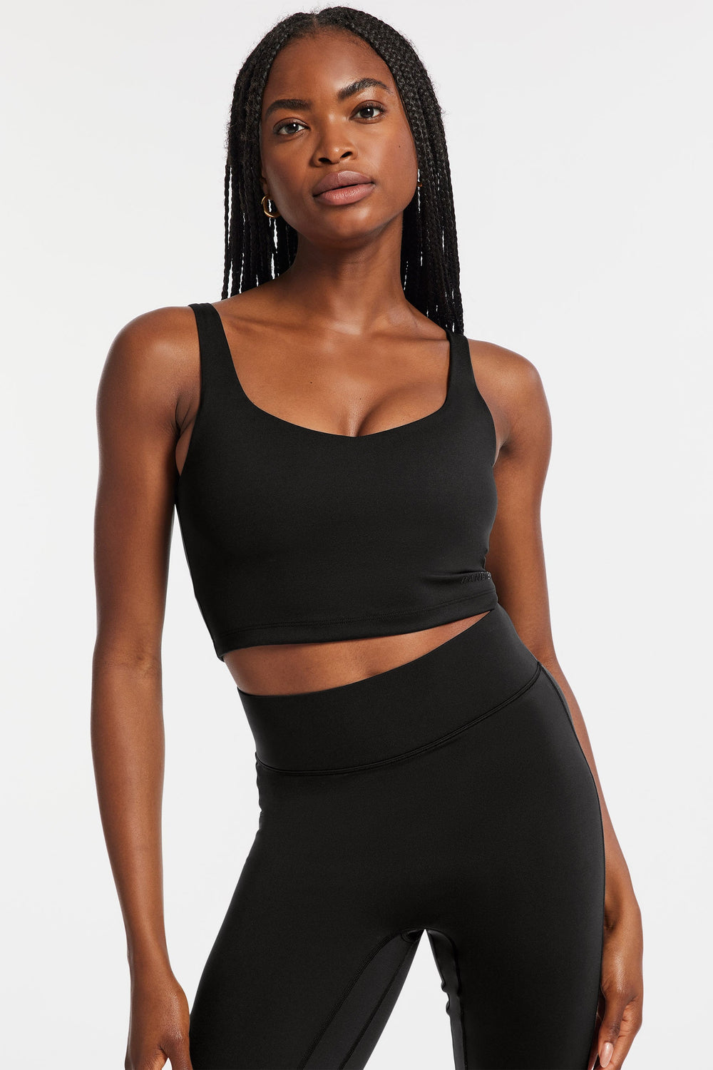 V-Neck Tempo Crop Bra - Black