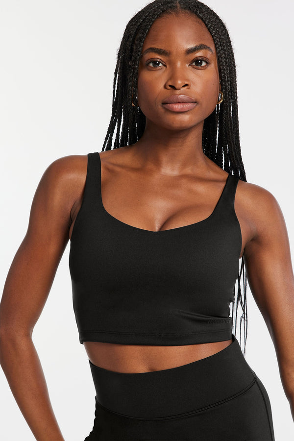 V-Neck Tempo Crop Bra - Black