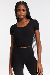 Rib Crop Short Sleeve - Black Rib