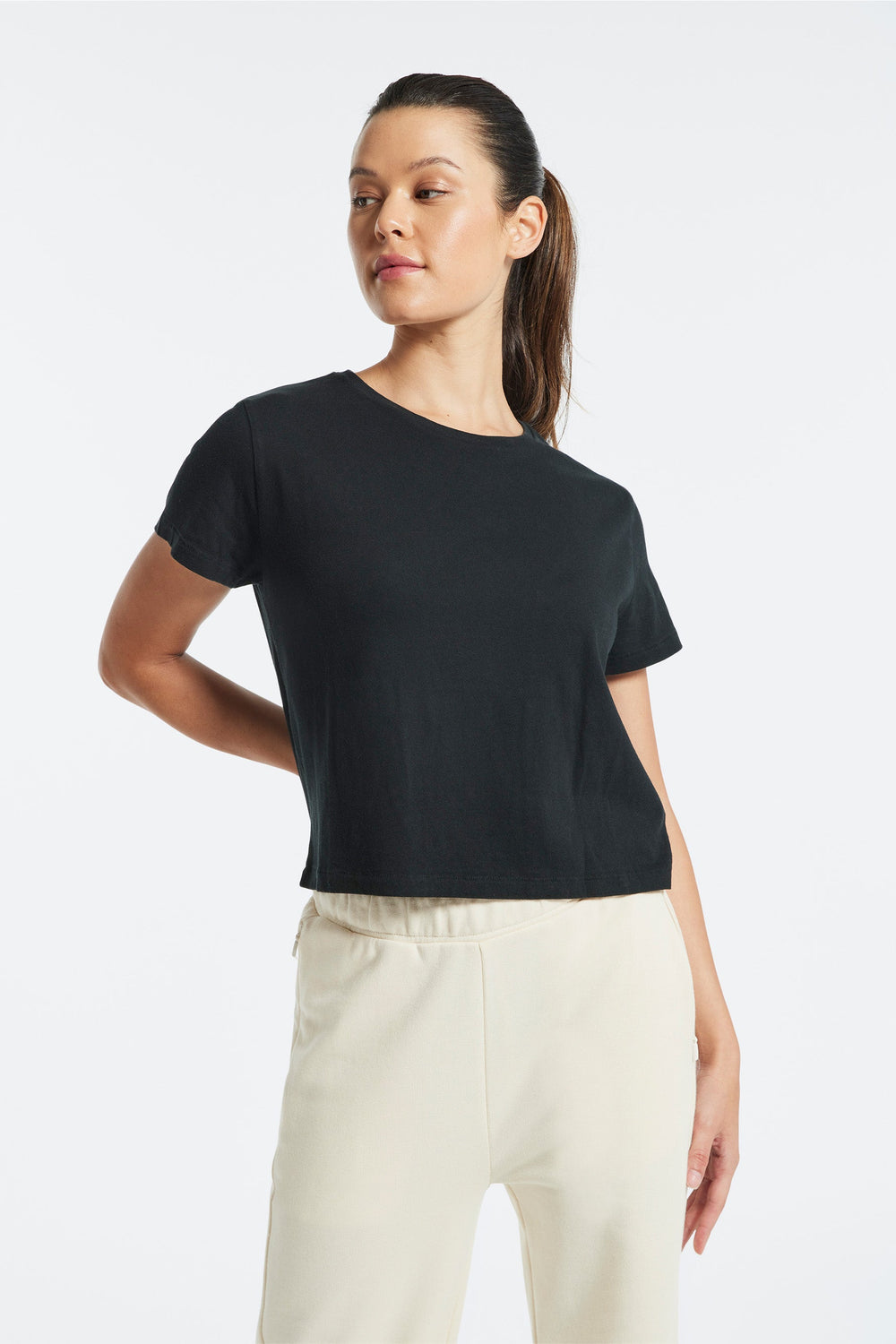 Bowery Boxy Weekend Cotton Tee - Black