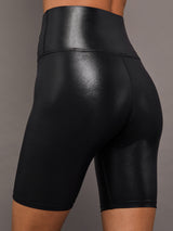 High Rise Biker Short in Takara Shine - Black