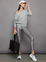 High Rise 7/8 Legging in Takara Shine - Steel Grey