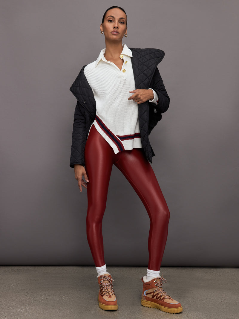 High Rise 7/8 Legging in Takara Shine - Red Dahlia