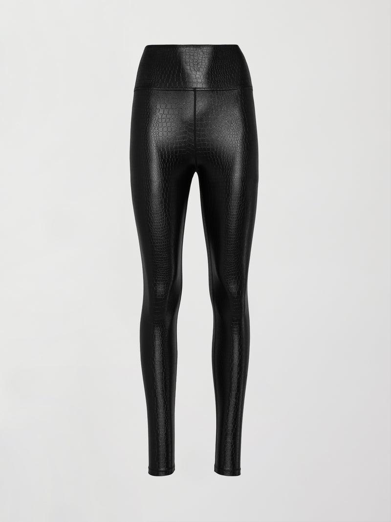 High Rise 7/8 Legging in Croc Takara Shine - Black