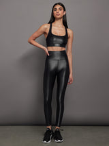 High Rise 7/8 Legging in Croc Takara Shine - Black