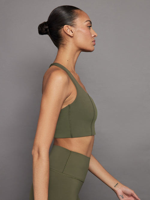 T Back Bra in Diamond Compression - Olive