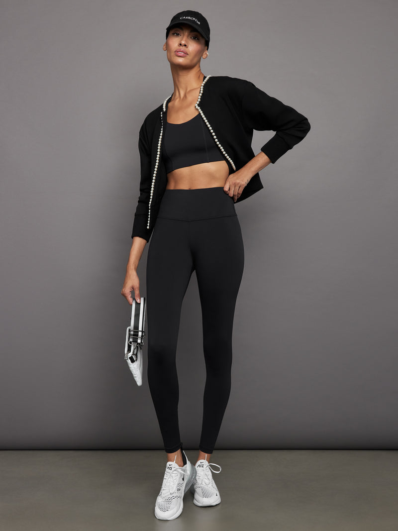 High Rise Full-Length Legging in Diamond Compression - Black