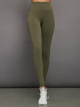 High Rise Full-Length Legging in Diamond Compression - Olive