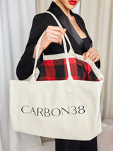 Carbon38 Plaid-Lined Tote - Natural