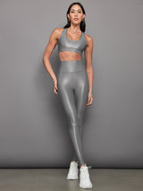 High Rise Full-Length Legging in Takara Shine - Steel Grey