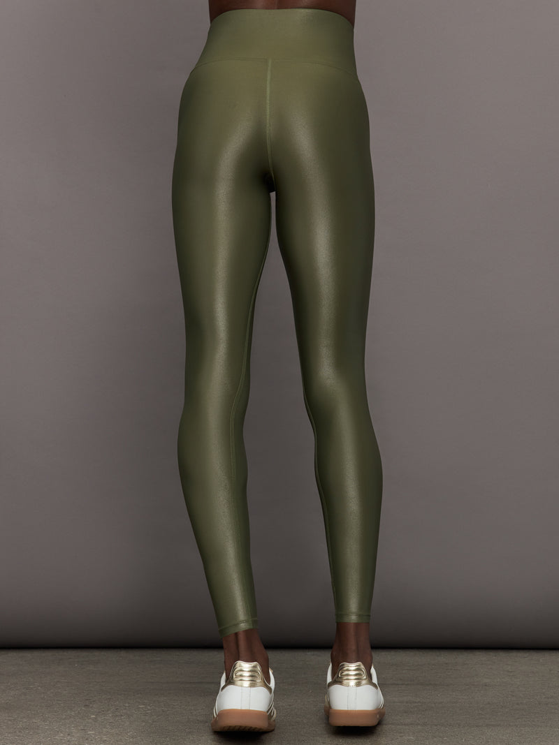 High Rise Full-Length Legging in Takara Shine - Olive