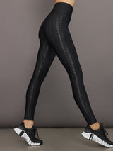 High Rise Full-Length Legging in Houndstooth Takara Shine - Black