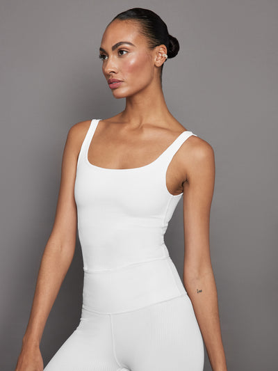 Ribbed Tank - White