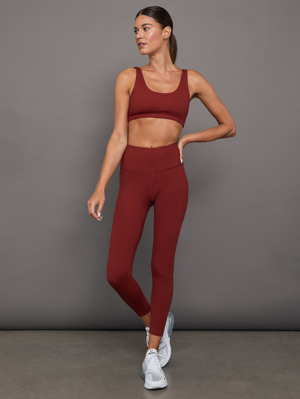 RIBBED 7/8 LEGGING - Merlot