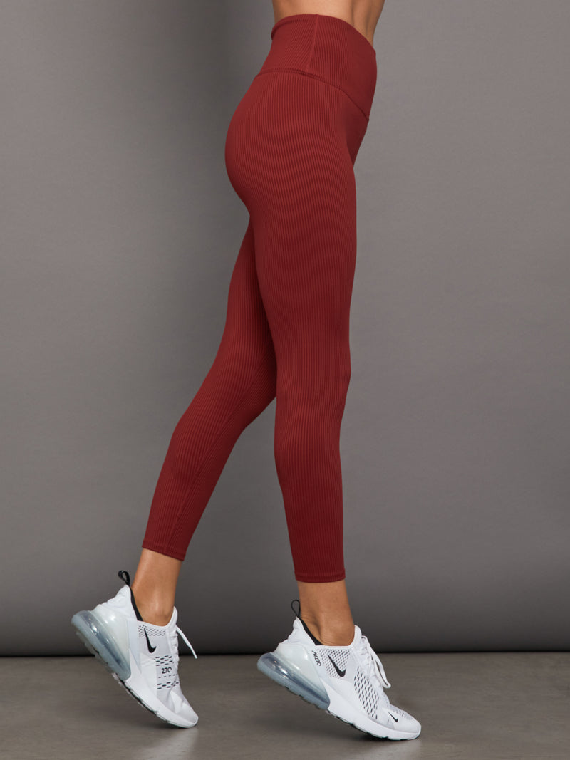 RIBBED 7/8 LEGGING - Merlot