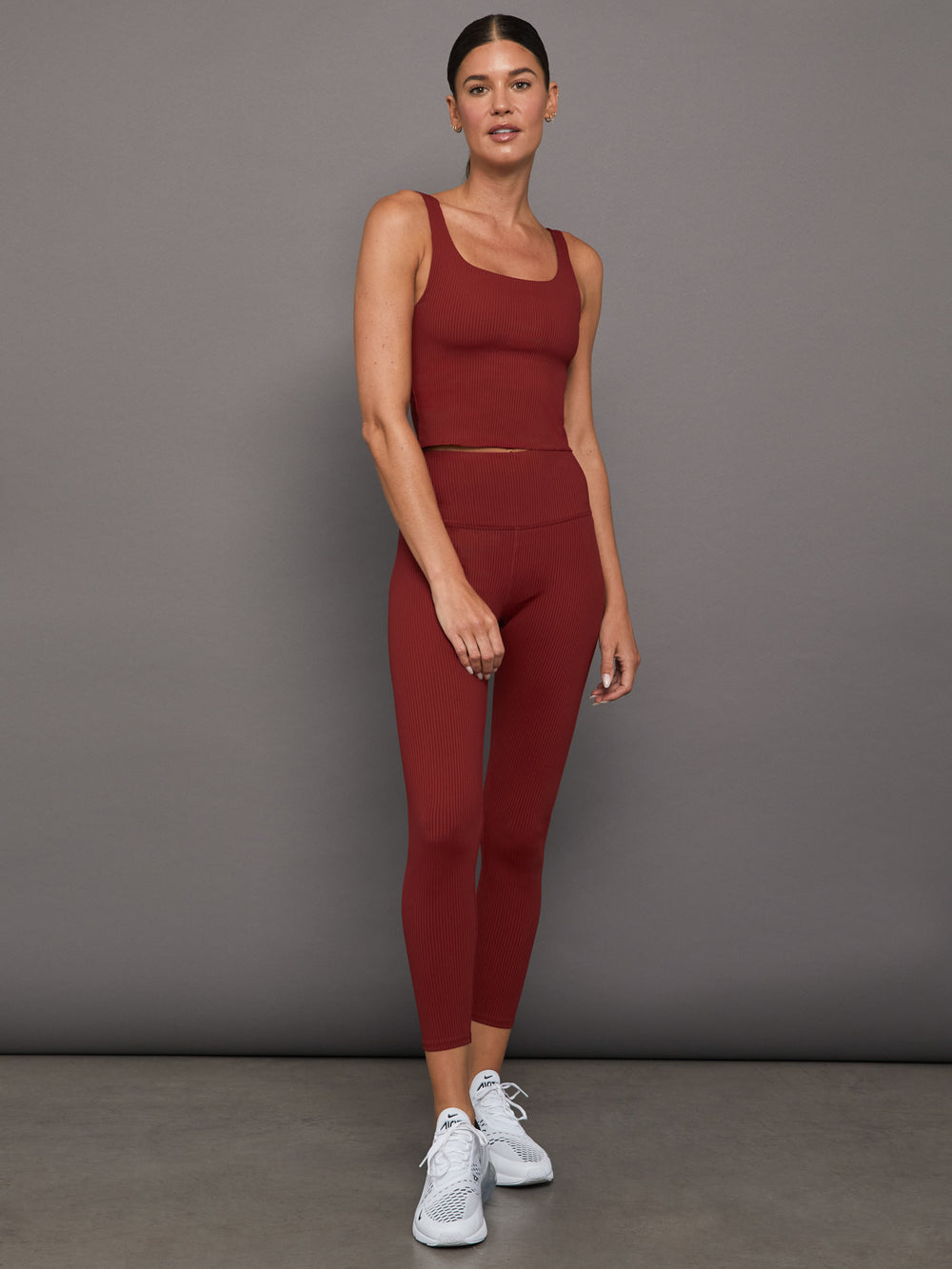 RIBBED 7/8 LEGGING - Merlot