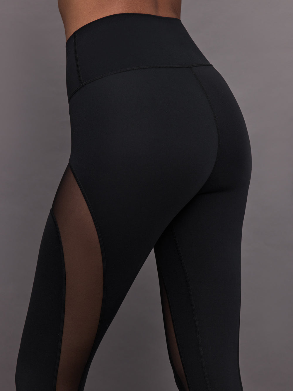 Sheer Spliced Legging in Melt - Black