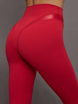 Spliced Colorblock Shine Legging in Melt - Crimson Red