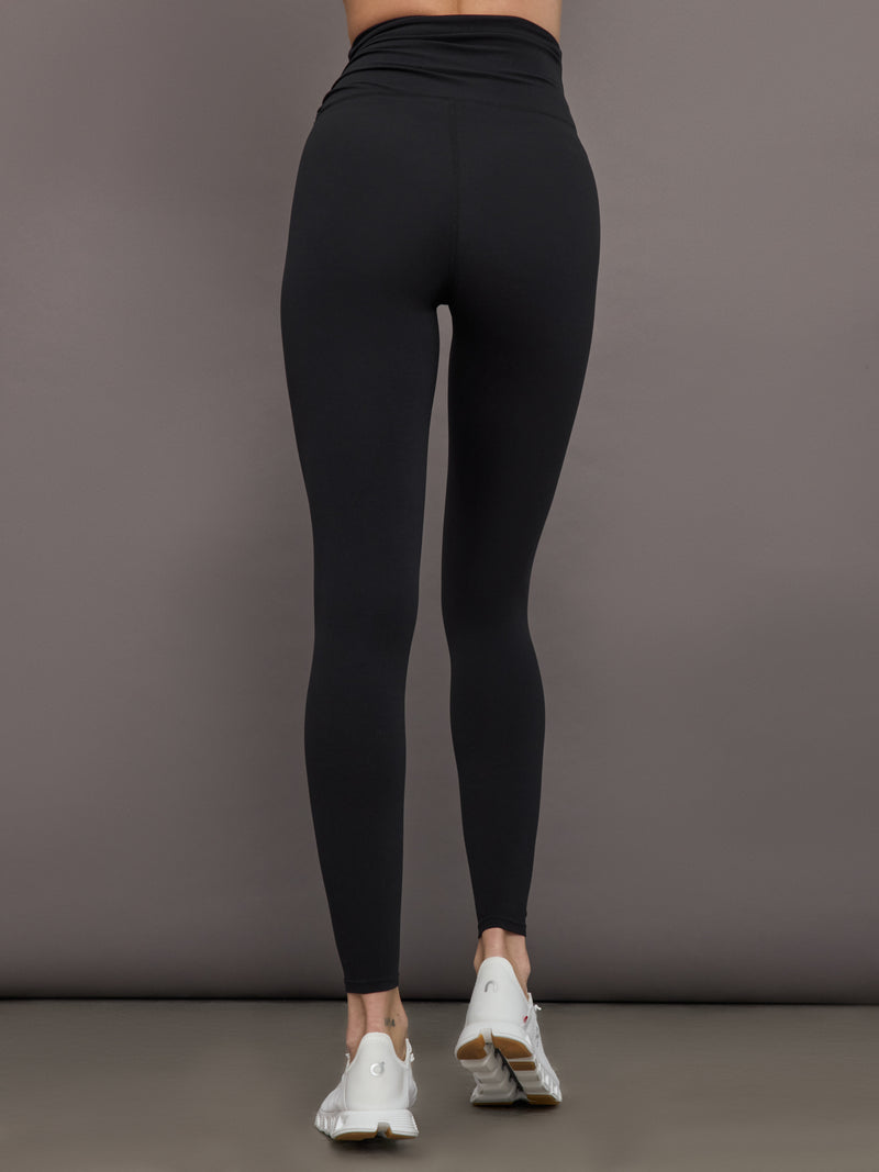 Rosette Legging in Melt - Black w/ White Rosette