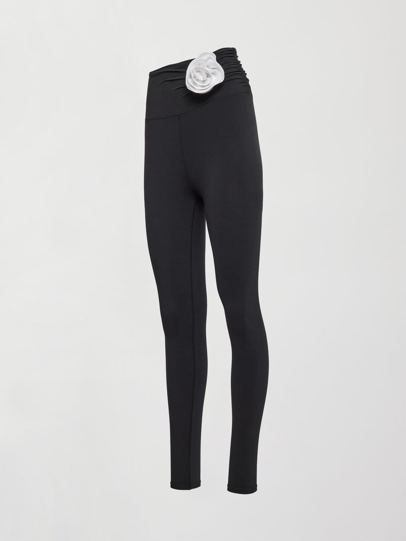 Rosette Legging in Melt - Black w/ White Rosette