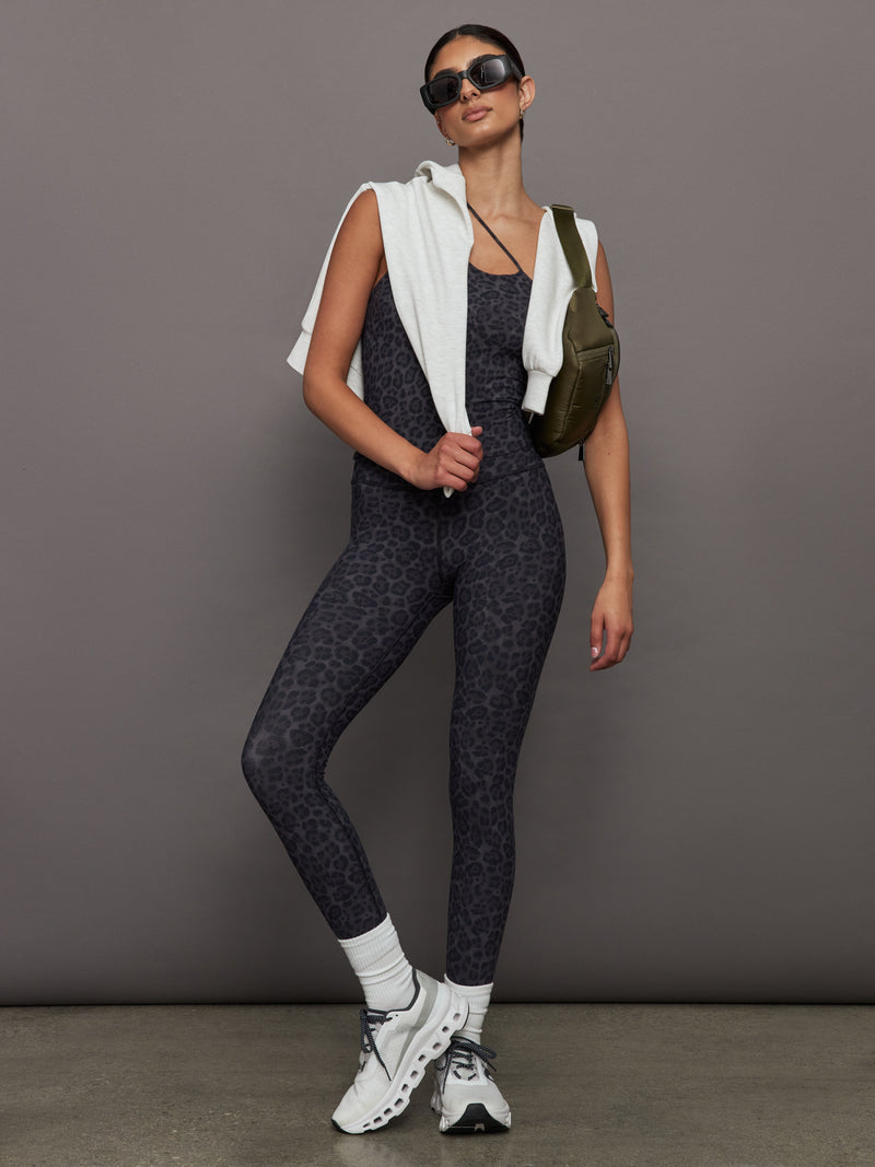 High Rise Legging in Melt - Charcoal Leopard