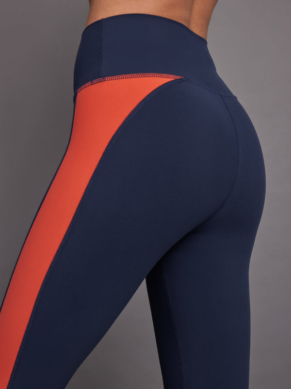 Colorblock Legging in Melt - Navy / Orange