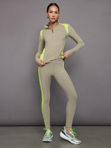 Colorblock Legging in Melt - Silversage / Acid Lime