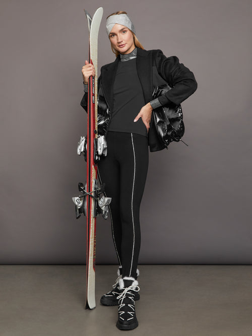 Stirrup Legging with Rhinestone Trim - Black