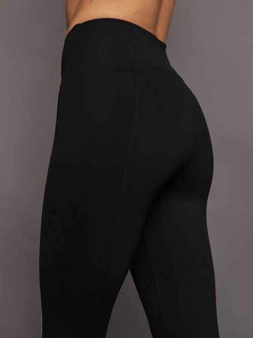 Stirrup Legging with Rhinestone Trim - Black