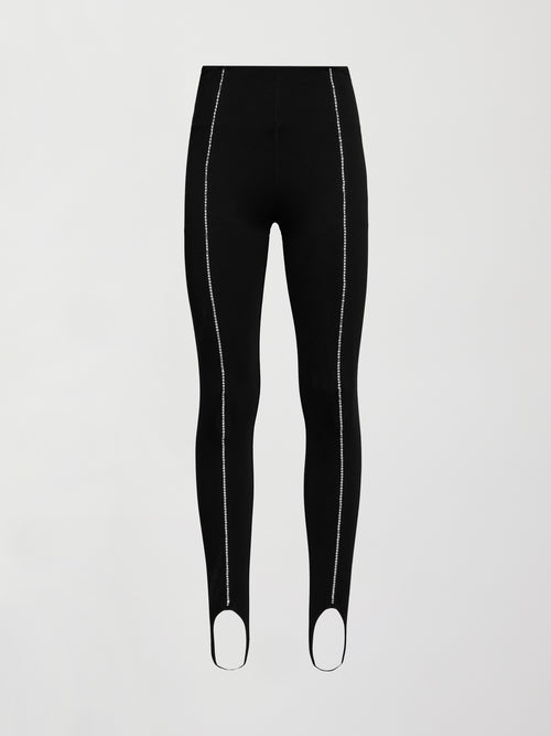 Stirrup Legging with Rhinestone Trim - Black