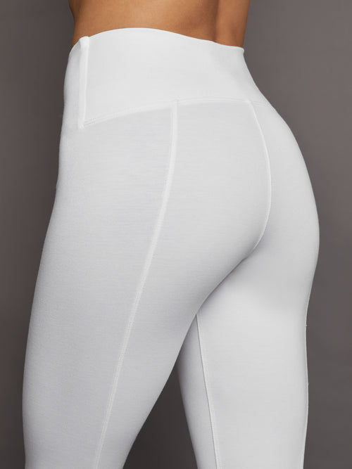 Stirrup Legging with Rhinestone Trim - White