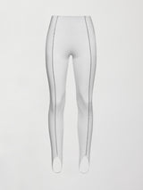 Stirrup Legging with Rhinestone Trim - White