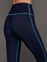 High Rise Legging with Fleece Back - Navy / Blue Atoll