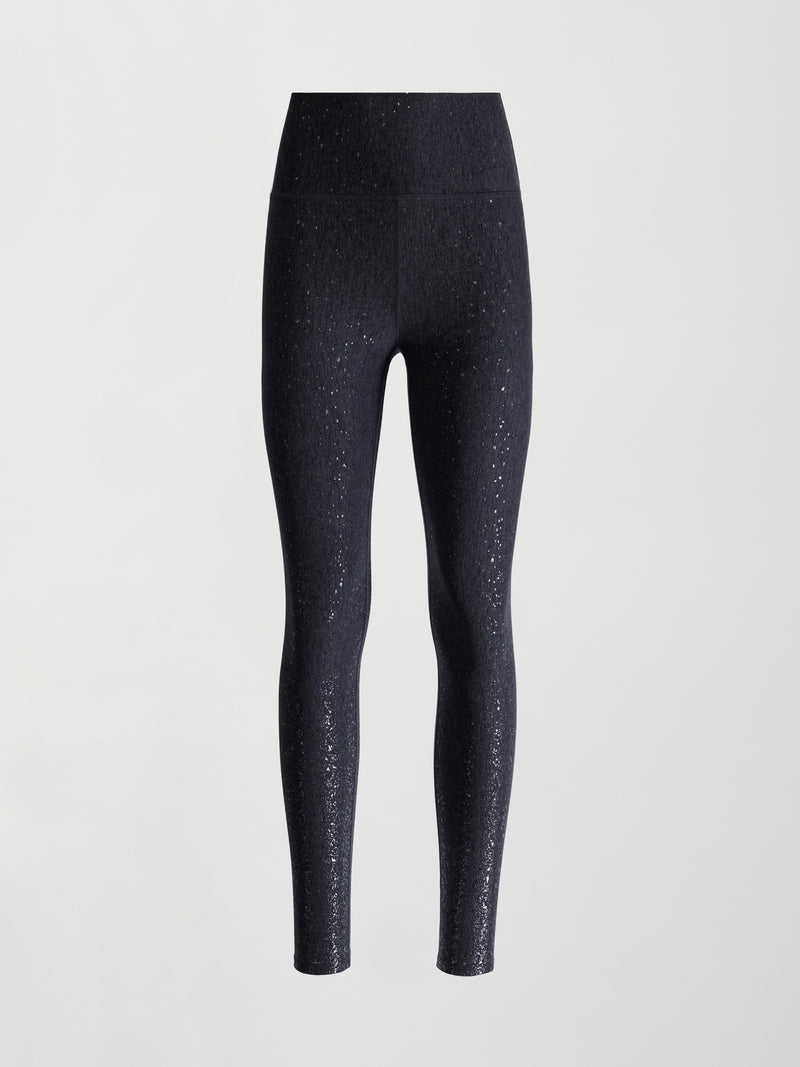 Foil Legging in Melt - Dark Heather Grey with Gunmetal Foil