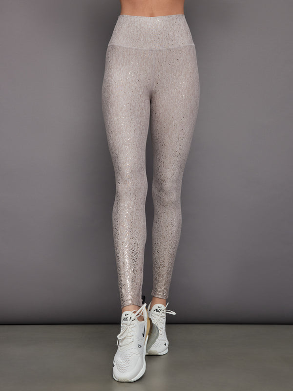 Foil Legging in Melt - Oatmeal Heather with Rose Gold Foil