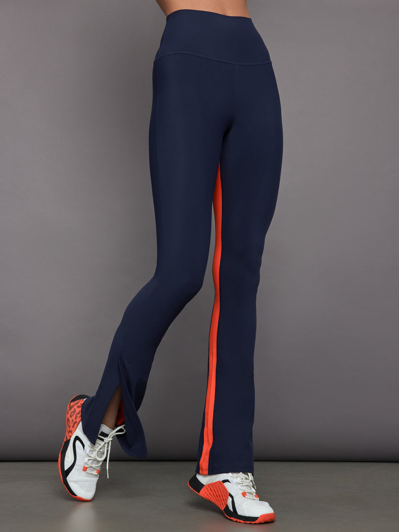 Colorblock Split Bootcut Legging in Melt - Navy/ Orange