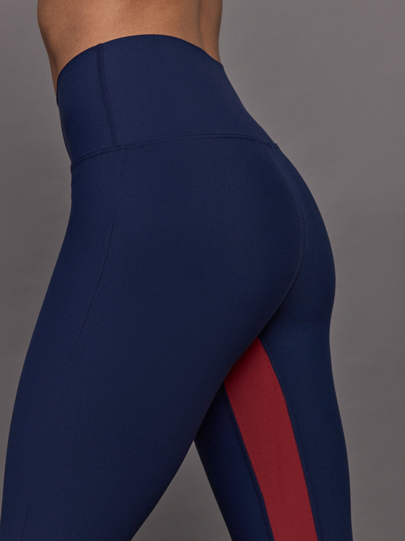 Colorblock Split Bootcut Legging in Melt - Navy / Red Dahlia