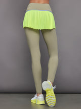 Pleated Skirt Legging in Melt - Silversage / Acid Lime